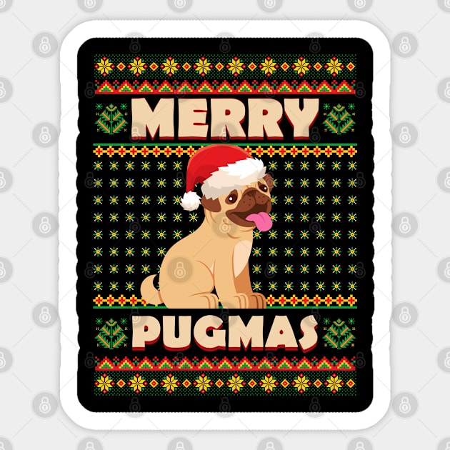 Christmas Pug Merry Xmas Dog Life Sticker by aneisha